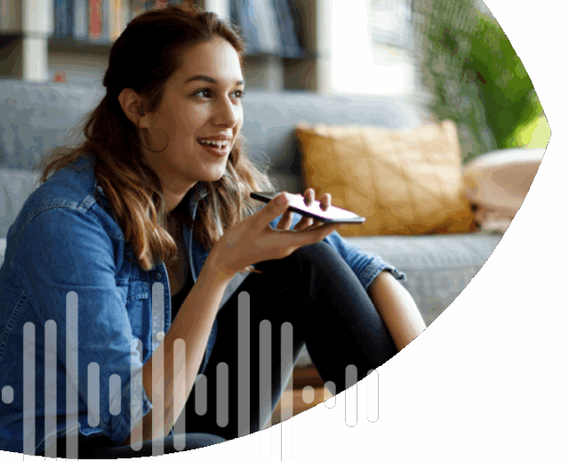 woman speaks to AI Agent through her phone